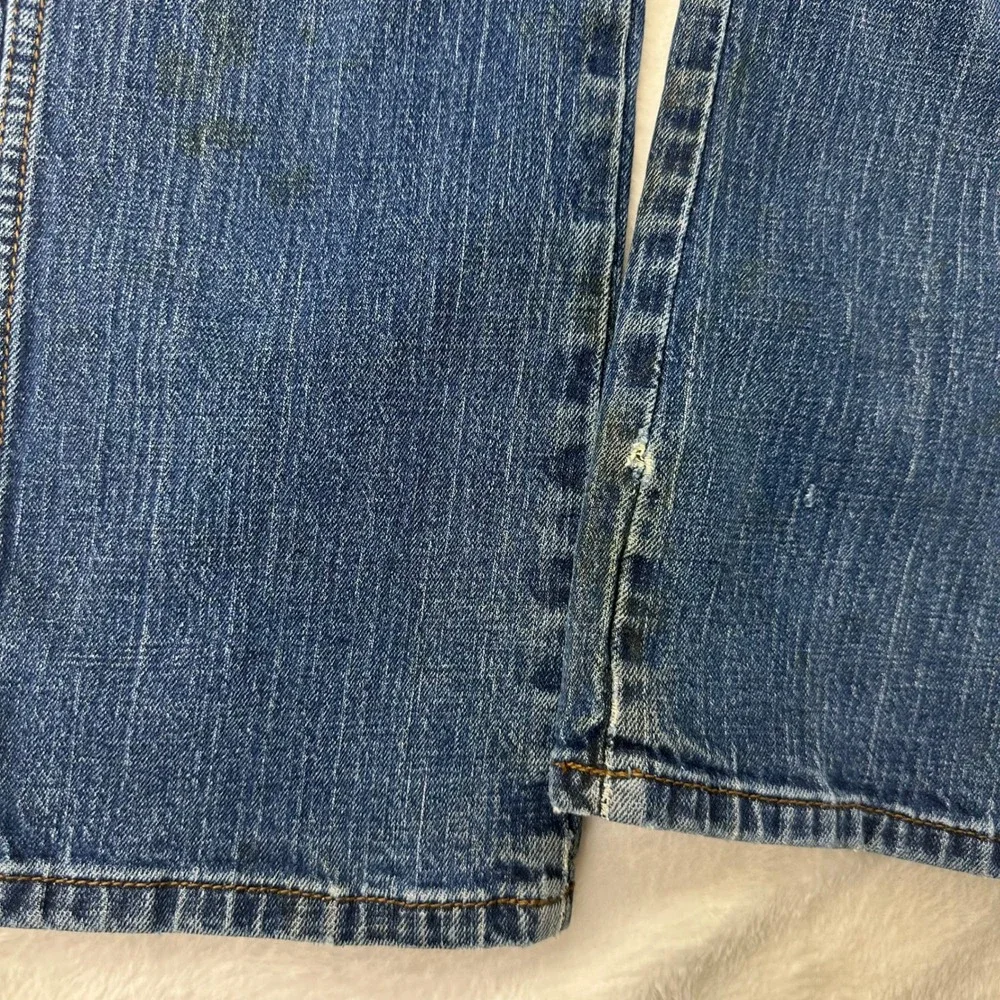 Wrangler Jeans Men Jackson Straight 28x30 Blue Denim Workwear Stained Distressed